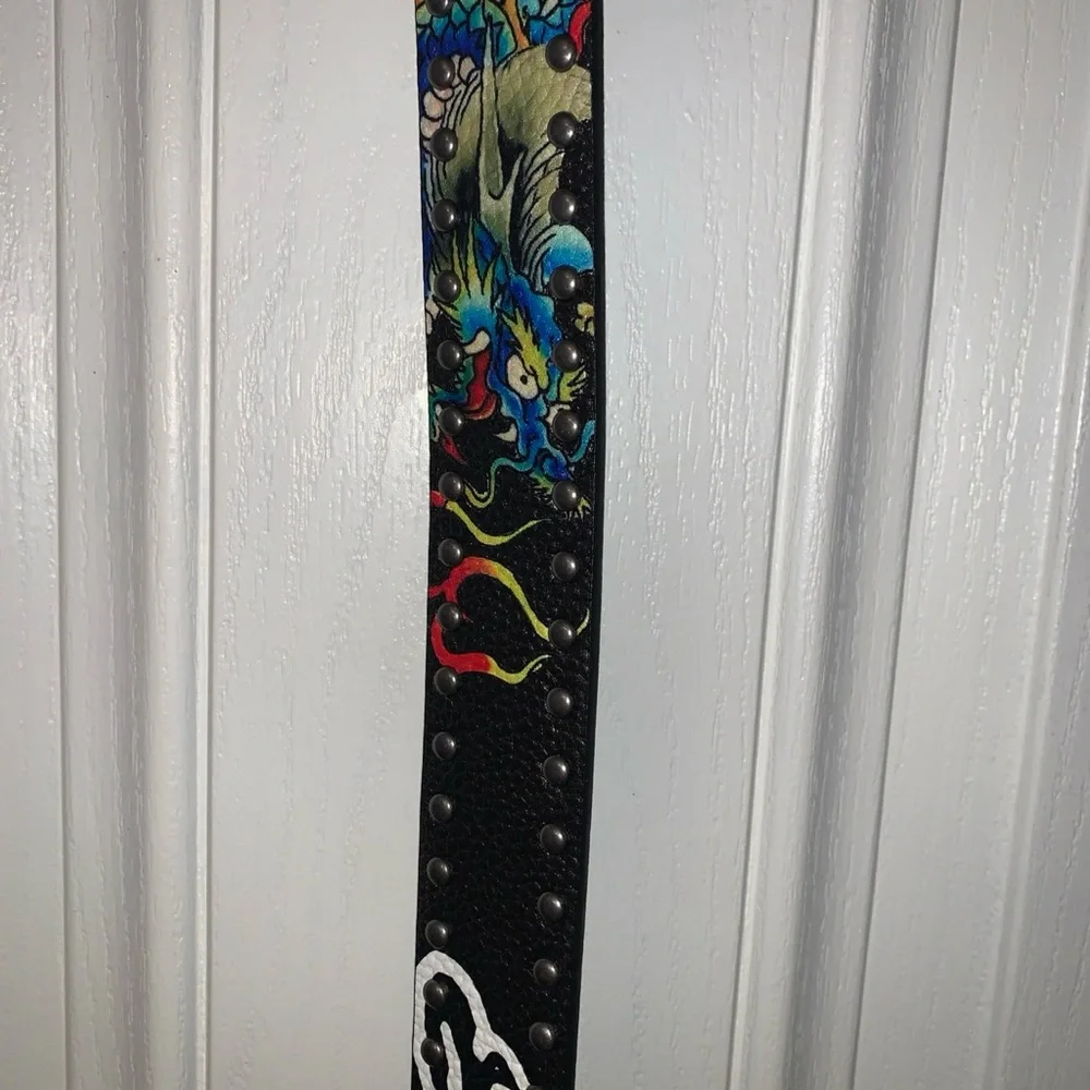 Ed Hardy Men’s Belt Size 38 Dragon Design Metal Beaded